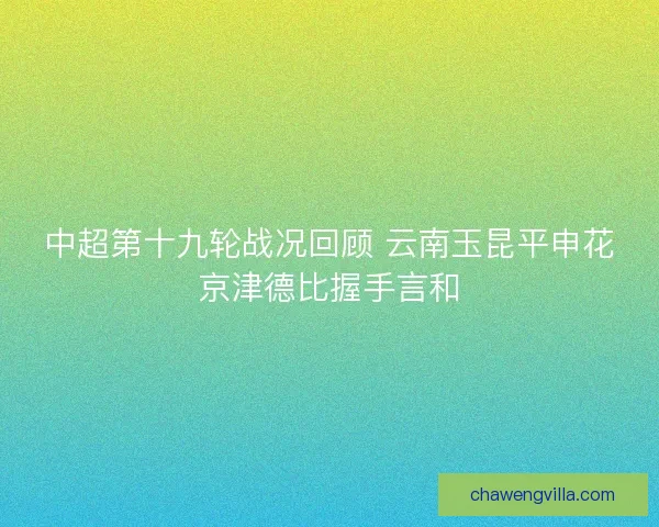 中超第十九轮战况回顾 云南玉昆平申花京津德比握手言和