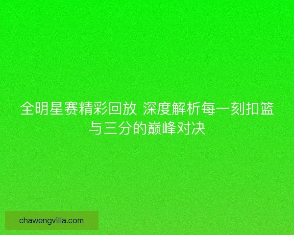 全明星赛精彩回放 深度解析每一刻扣篮与三分的巅峰对决