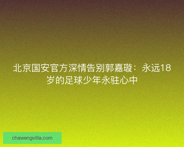 北京国安官方深情告别郭嘉璇：永远18岁的足球少年永驻心中