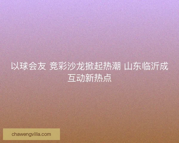以球会友 竞彩沙龙掀起热潮 山东临沂成互动新热点
